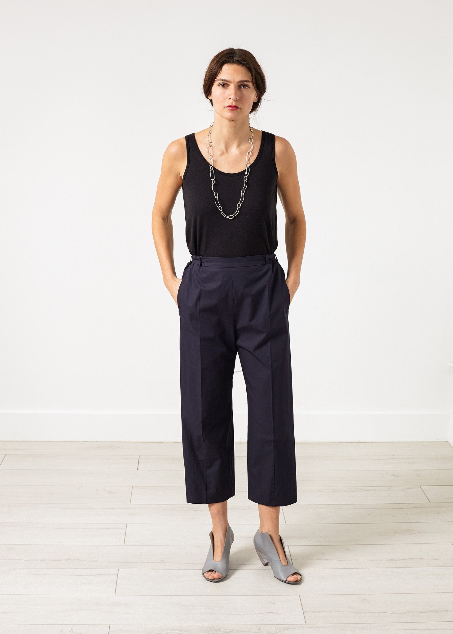 Wide Cropped Trouser in Navy - mageplaza100.myshopify.com - Ter et Bantine - [variant_title]