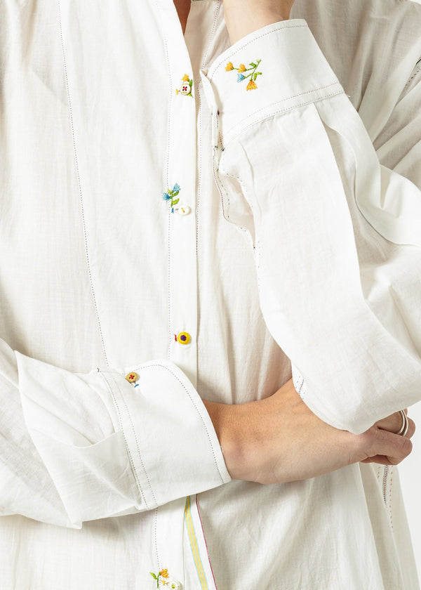 Pleated Sleeve Tunic in White - mageplaza100.myshopify.com - Pero - [variant_title]