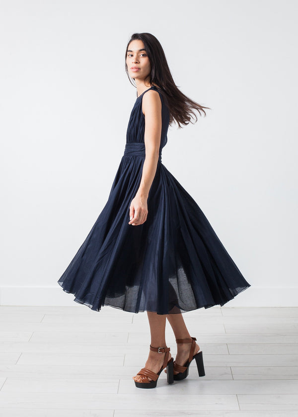 Voile V-Neck Dress in Navy - mageplaza100.myshopify.com - Amelia Toro - [variant_title]