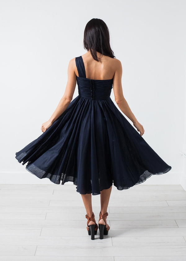 One Shoulder Dress in Navy - mageplaza100.myshopify.com - Amelia Toro - [variant_title]
