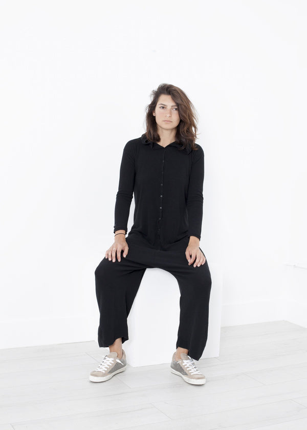 Knit Hooded Jumpsuit in Black - mageplaza100.myshopify.com - Album di Famiglia - [variant_title]