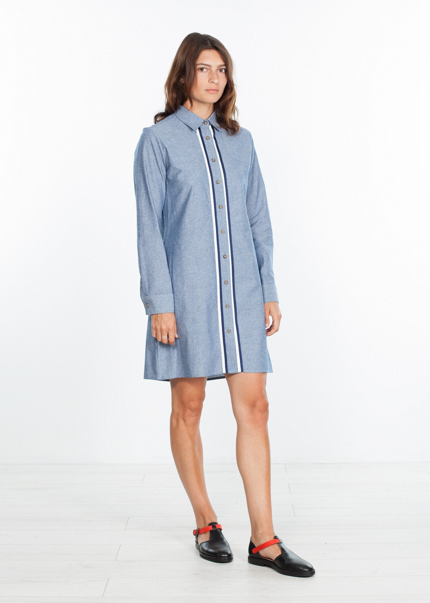 Chambray Shirtdress in Blue - mageplaza100.myshopify.com - Harvey Faircloth - [variant_title]