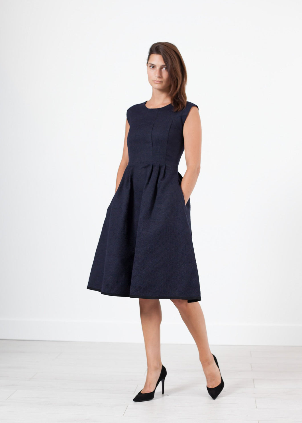 Pleated Rita Dress in Dark Navy - mageplaza100.myshopify.com - Ter et Bantine - [variant_title]