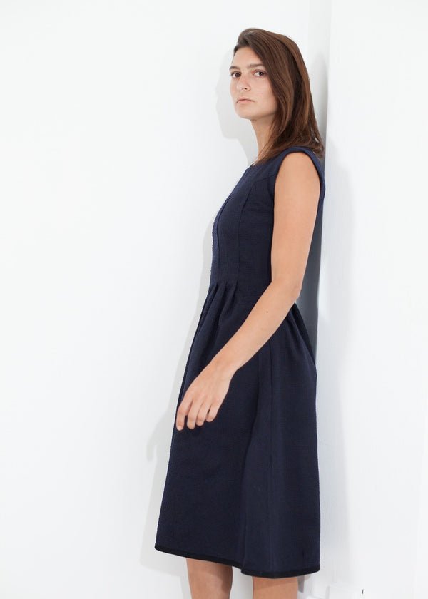 Pleated Rita Dress in Dark Navy - mageplaza100.myshopify.com - Ter et Bantine - [variant_title]