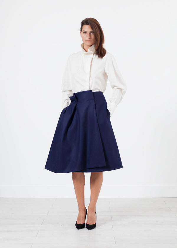 Full Collar Poplin Blouse in Off White - mageplaza100.myshopify.com - Gianfranco Scotti - [variant_title]