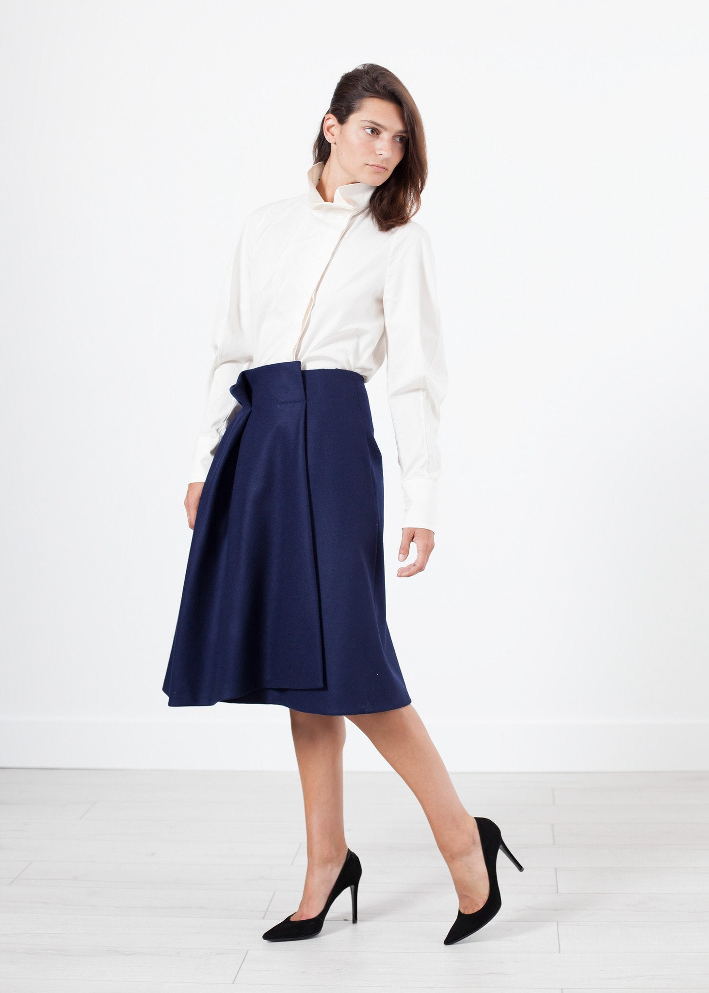 Full Collar Poplin Blouse in Off White - mageplaza100.myshopify.com - Gianfranco Scotti - [variant_title]