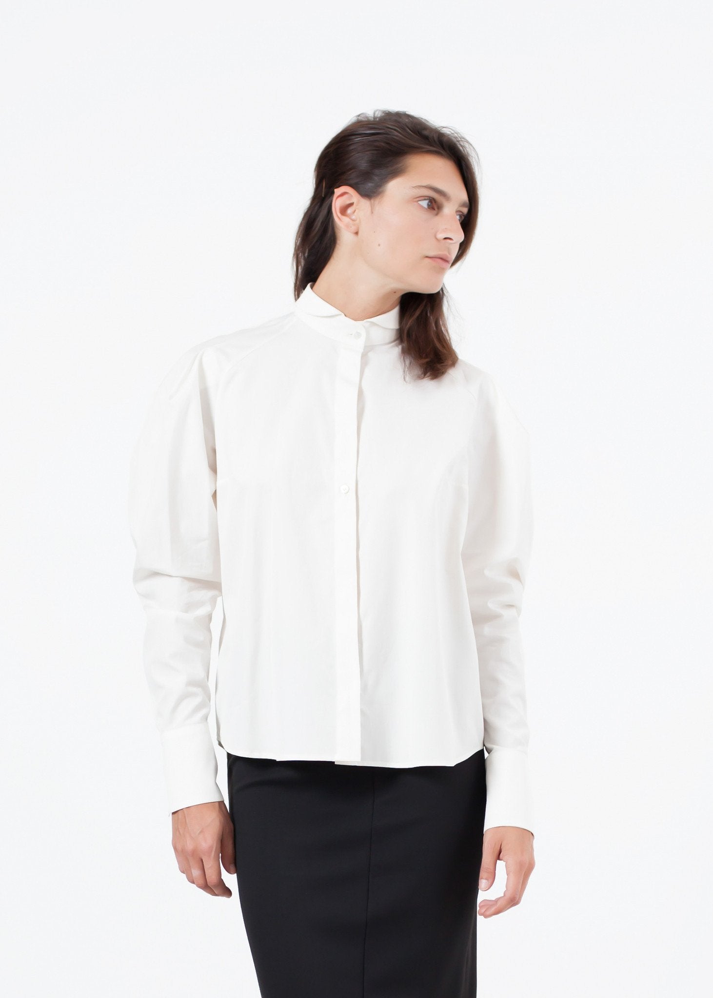 Trim Collar Poplin Blouse in Off White - mageplaza100.myshopify.com - Gianfranco Scotti - [variant_title]
