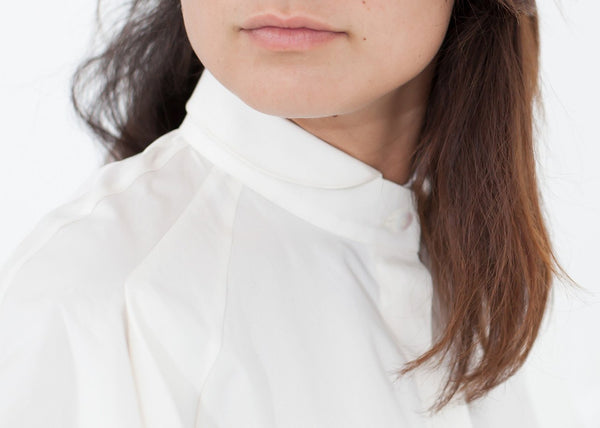 Trim Collar Poplin Blouse in Off White - mageplaza100.myshopify.com - Gianfranco Scotti - [variant_title]