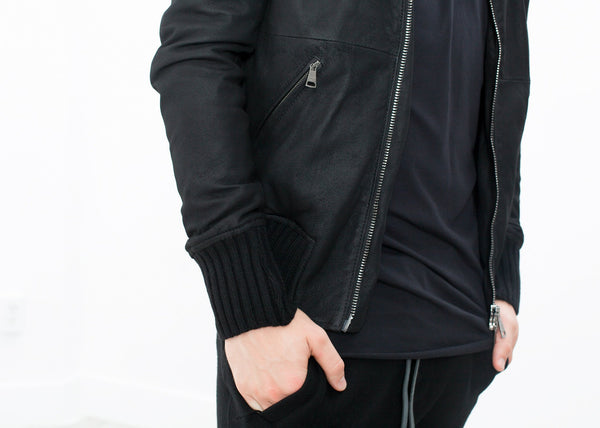 Broken Leather Bomber in Black - mageplaza100.myshopify.com - Giorgio Brato - [variant_title]