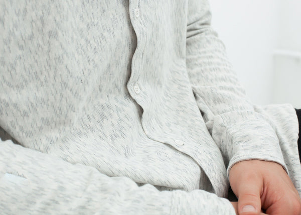 Kasuri Jersey Button-Up in Ivory/Black - mageplaza100.myshopify.com - V:Room - [variant_title]