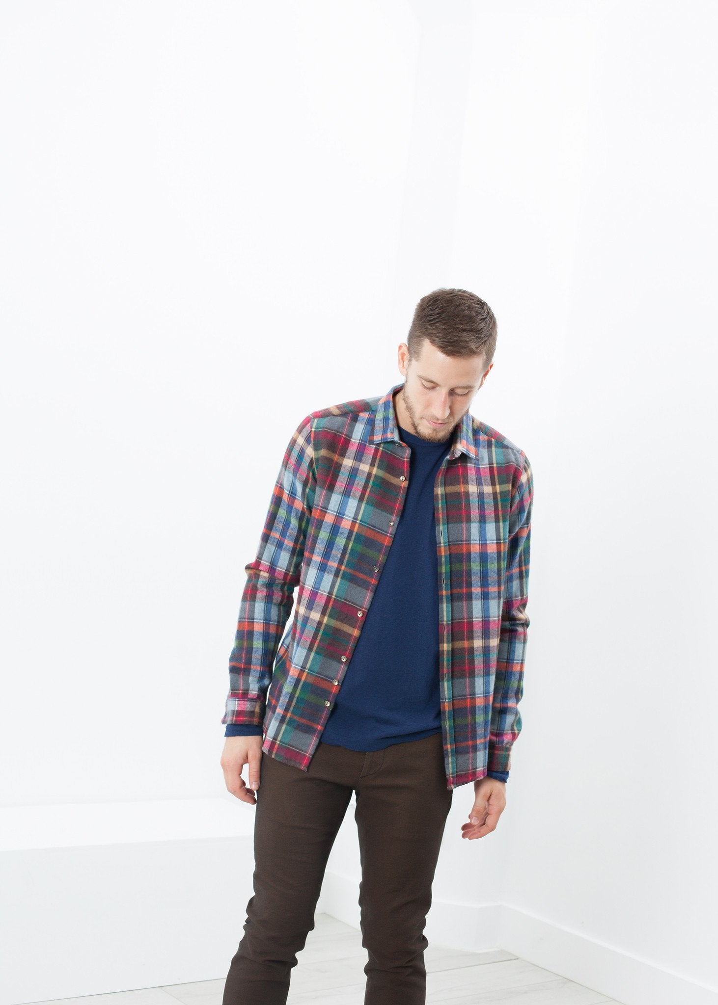Riccardo Button-Up in Plaid Multi - mageplaza100.myshopify.com - Aglini - [variant_title]