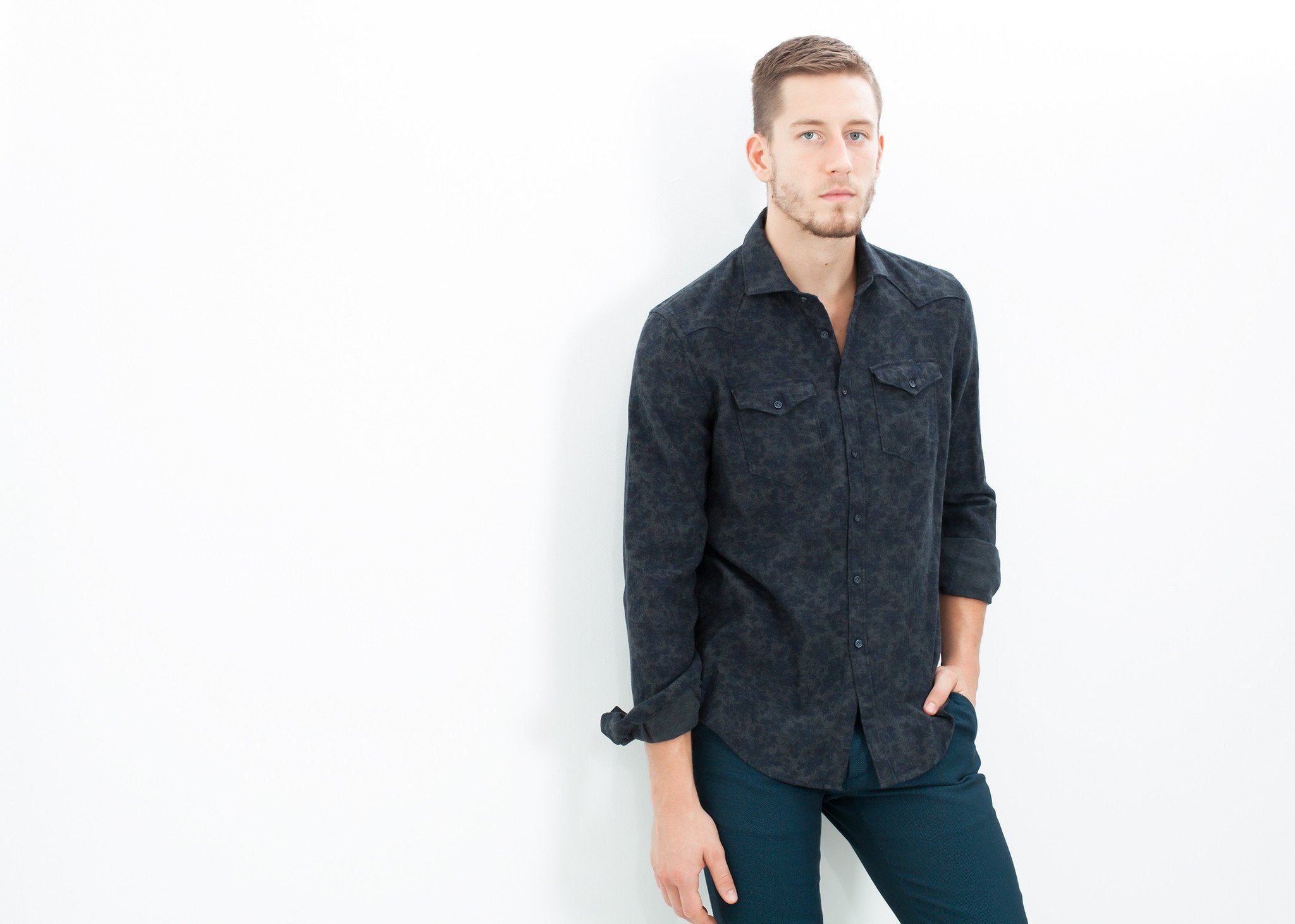 Western Arkansas Button-Up in Dark Hash Floral - mageplaza100.myshopify.com - Aglini - [variant_title]