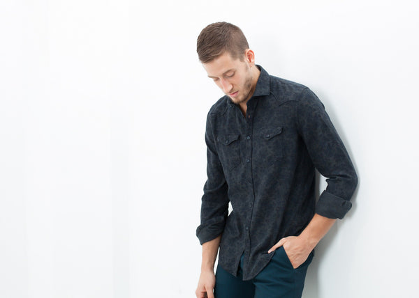 Western Arkansas Button-Up in Dark Hash Floral - mageplaza100.myshopify.com - Aglini - [variant_title]