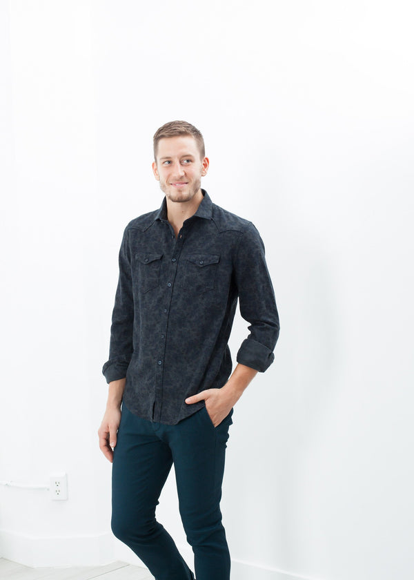 Western Arkansas Button-Up in Dark Hash Floral - mageplaza100.myshopify.com - Aglini - [variant_title]
