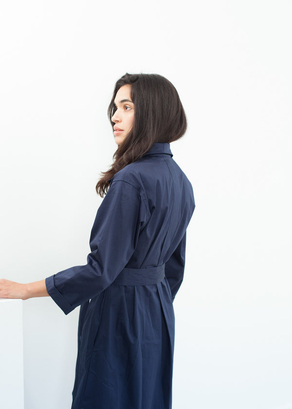 Sateen Trench in Navy - mageplaza100.myshopify.com - Jesse Kamm - [variant_title]