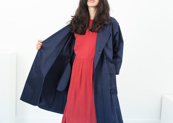 Sateen Trench in Navy - mageplaza100.myshopify.com - Jesse Kamm - [variant_title]
