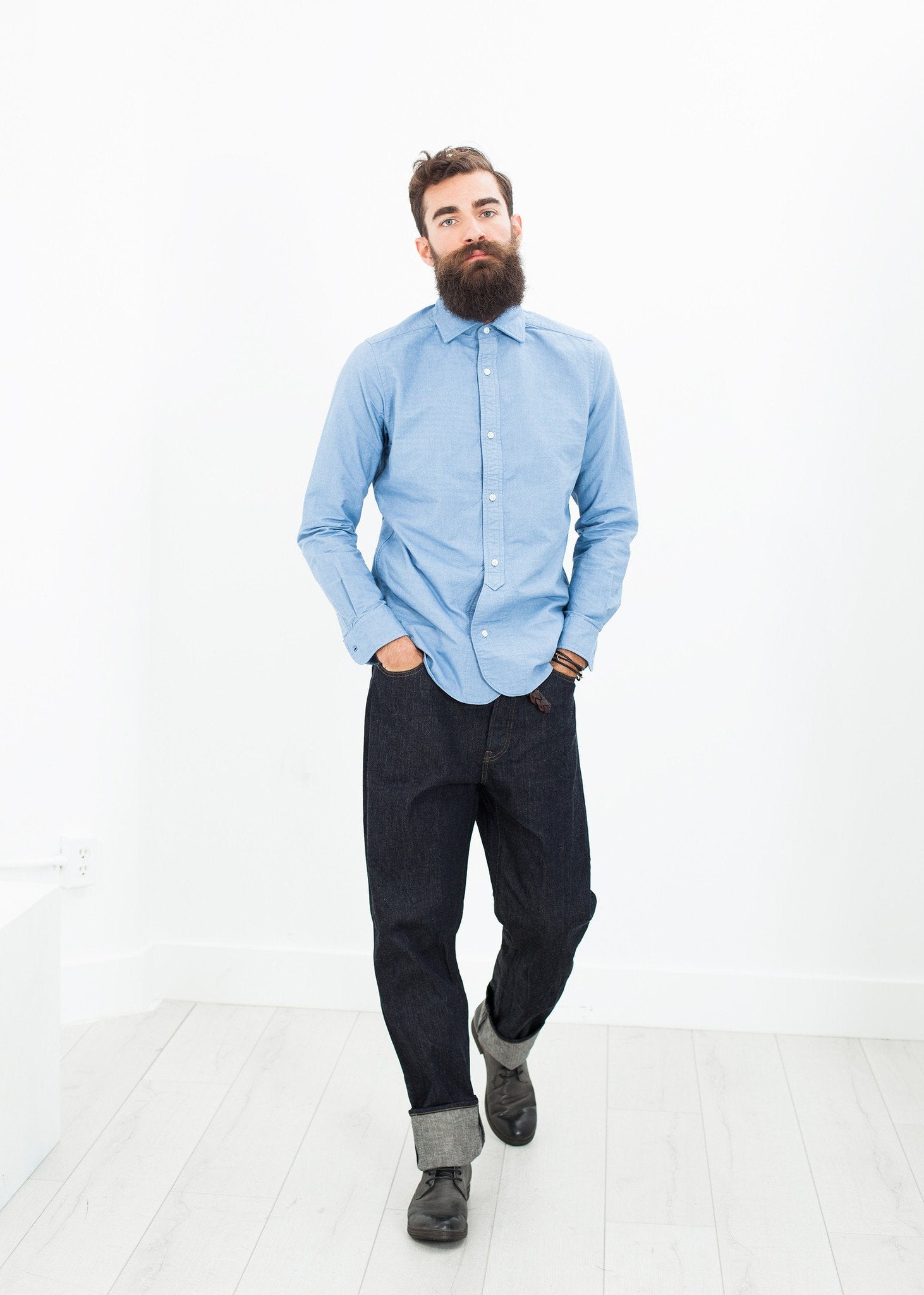 British Officer's Shirt in Sky Blue - mageplaza100.myshopify.com - Nigel Cabourn - [variant_title]