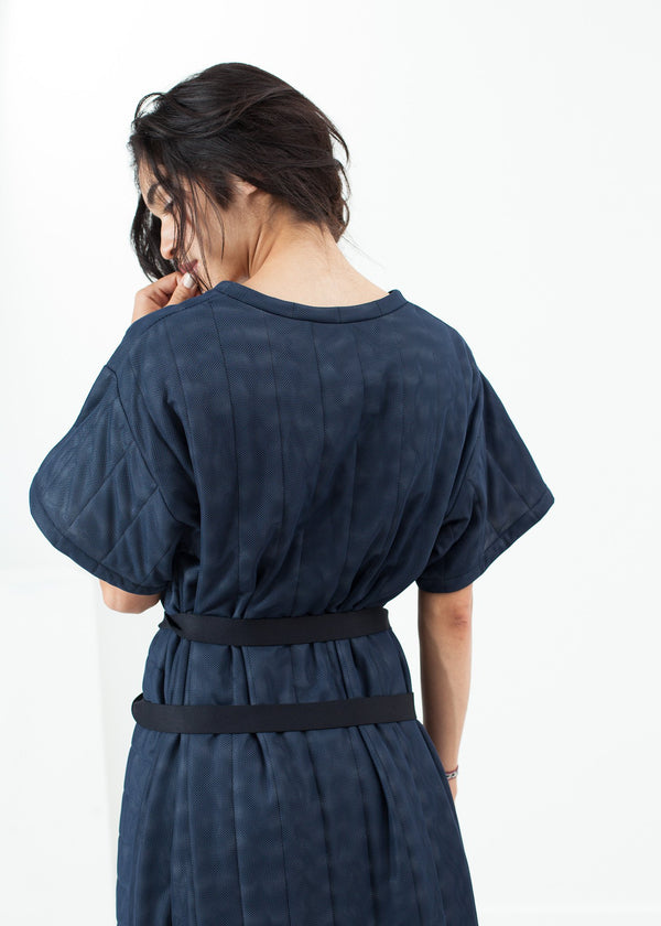 Quilted Mesh T-Shirt Dress in Navy - mageplaza100.myshopify.com - Maria Calderara - [variant_title]