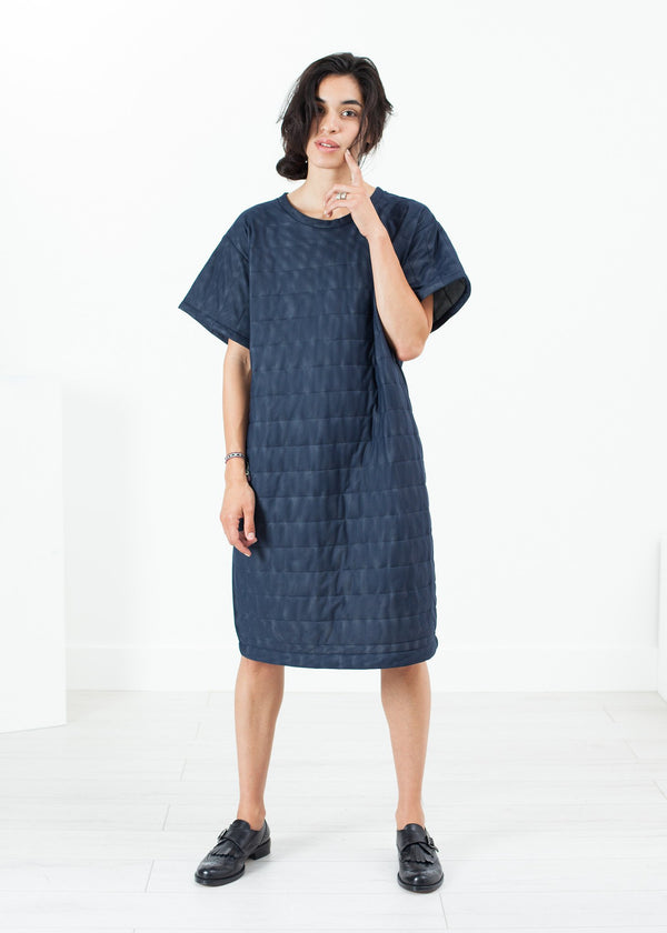 Quilted Mesh T-Shirt Dress in Navy - mageplaza100.myshopify.com - Maria Calderara - [variant_title]