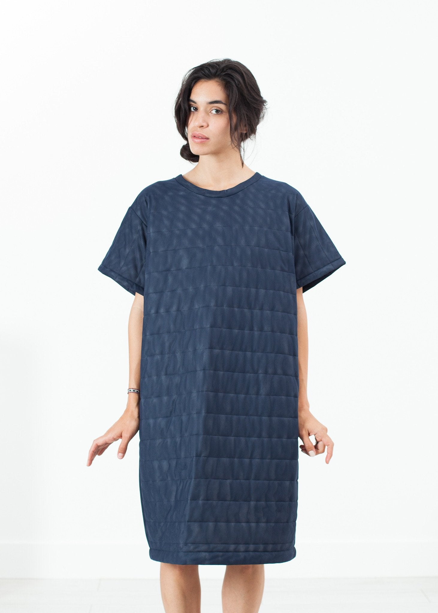 Quilted Mesh T-Shirt Dress in Navy - mageplaza100.myshopify.com - Maria Calderara - [variant_title]
