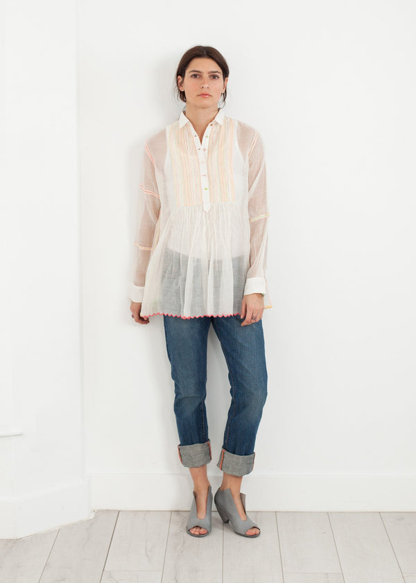 Sheer Rainbow Blouse in White - mageplaza100.myshopify.com - Pero - [variant_title]