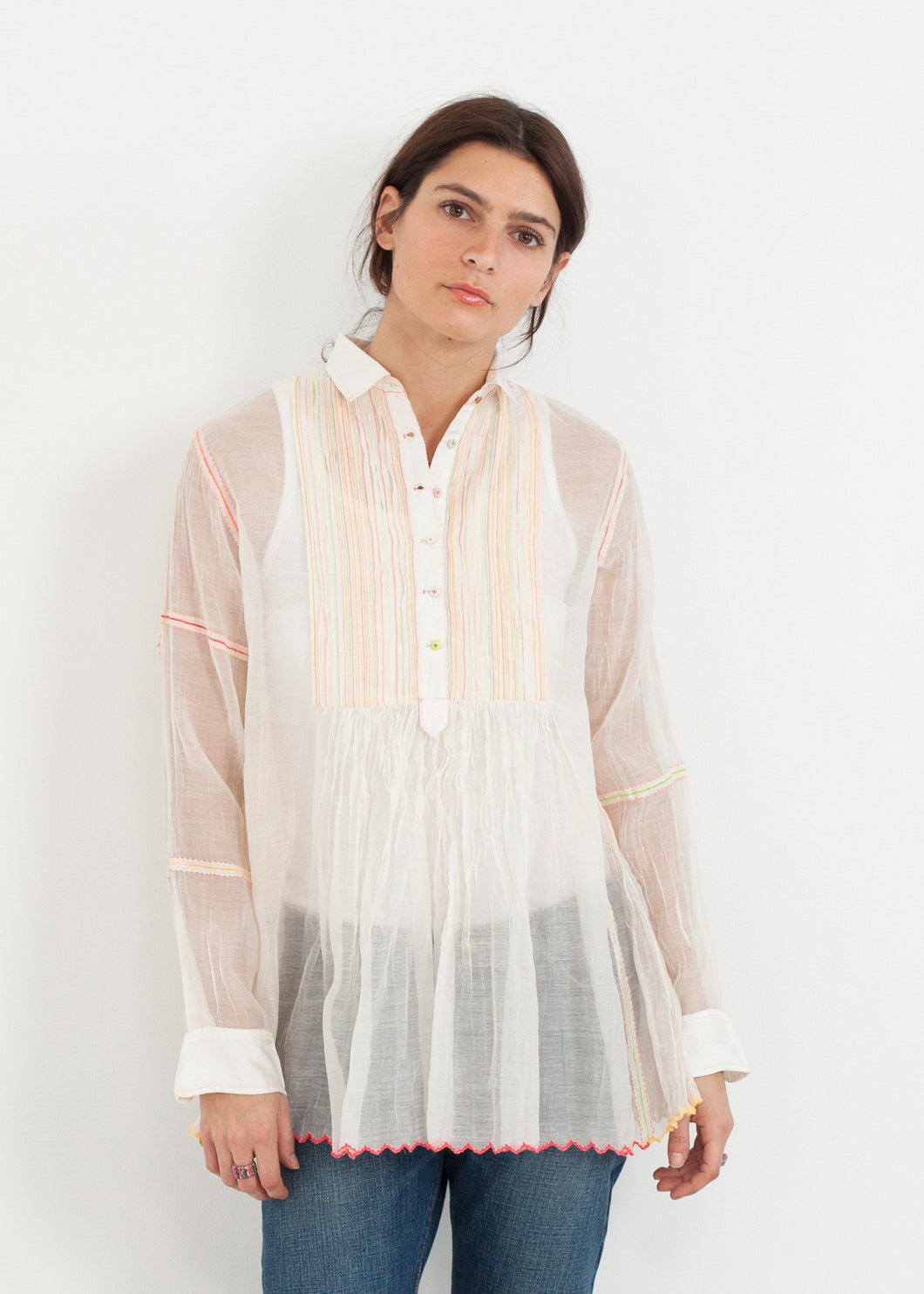 Sheer Rainbow Blouse in White - mageplaza100.myshopify.com - Pero - [variant_title]