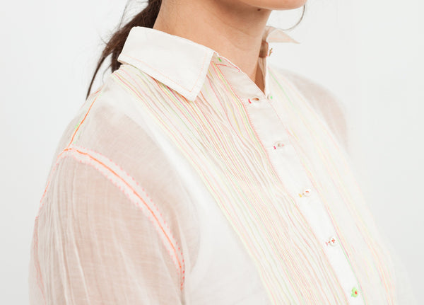 Sheer Rainbow Blouse in White - mageplaza100.myshopify.com - Pero - [variant_title]