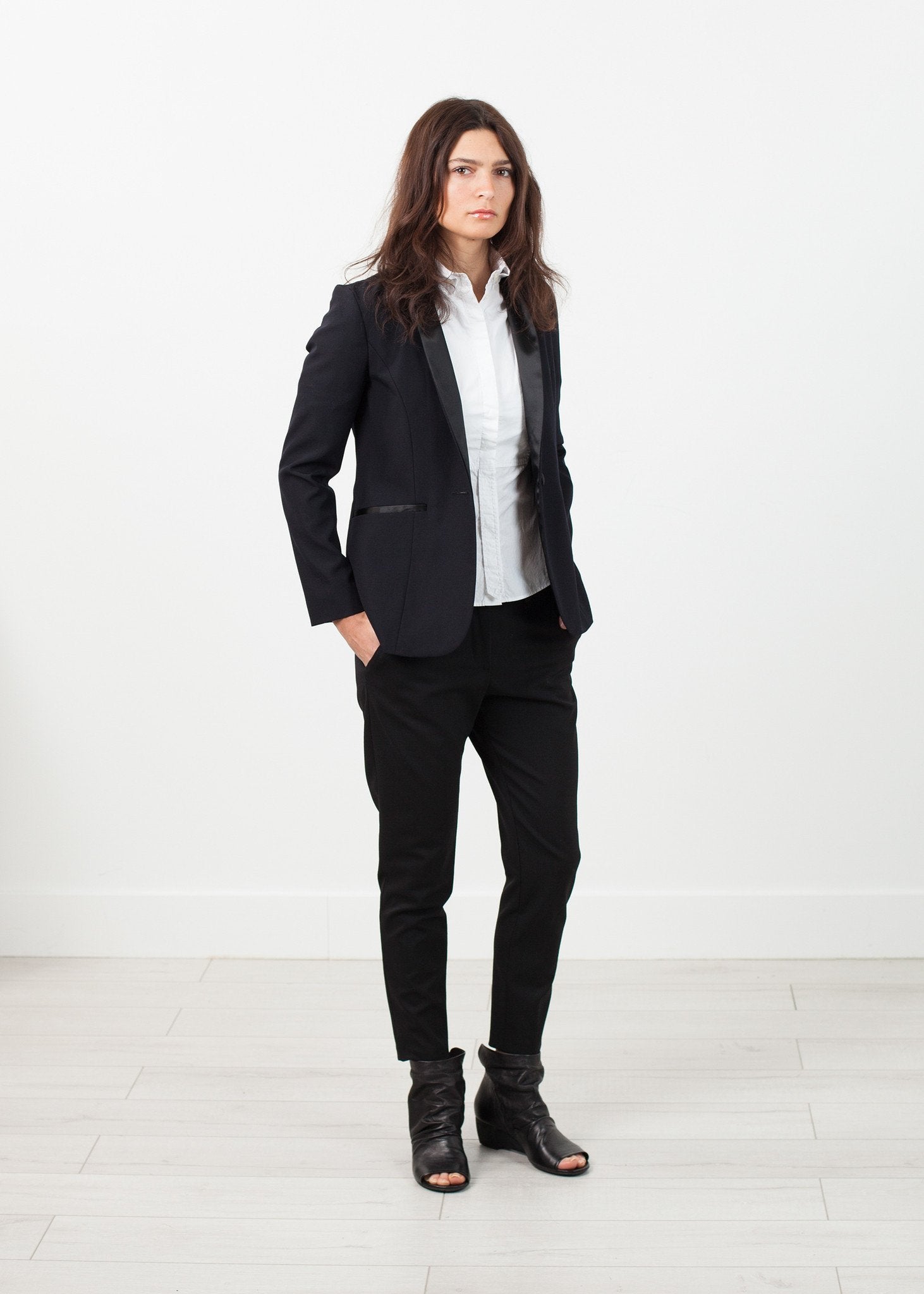 Shawl Collar Blazer in Black - mageplaza100.myshopify.com - Harvey Faircloth - [variant_title]