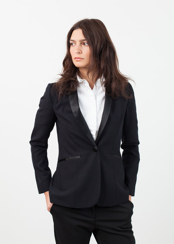 Shawl Collar Blazer in Black - mageplaza100.myshopify.com - Harvey Faircloth - [variant_title]