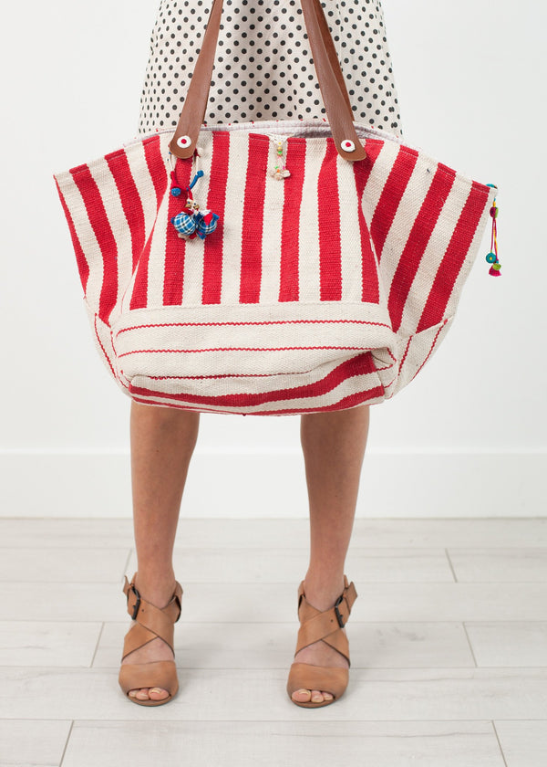 Woven Oversized Tote in Red Stripe - mageplaza100.myshopify.com - Pero - [variant_title]