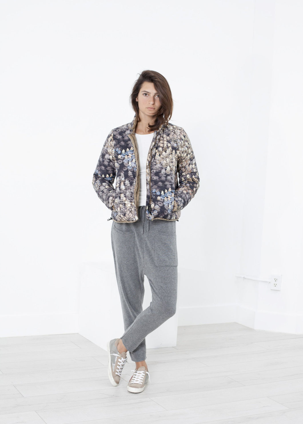 Deione Coat in Graphite Floral - mageplaza100.myshopify.com - Duvetica - [variant_title]