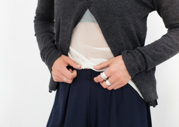 Cuffed Mesh Tee in Cream/Black - mageplaza100.myshopify.com - Maria Calderara - [variant_title]