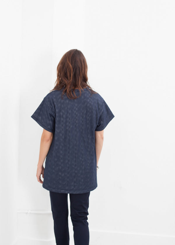 Quilted Mesh Mini Dress in Navy - mageplaza100.myshopify.com - Maria Calderara - [variant_title]