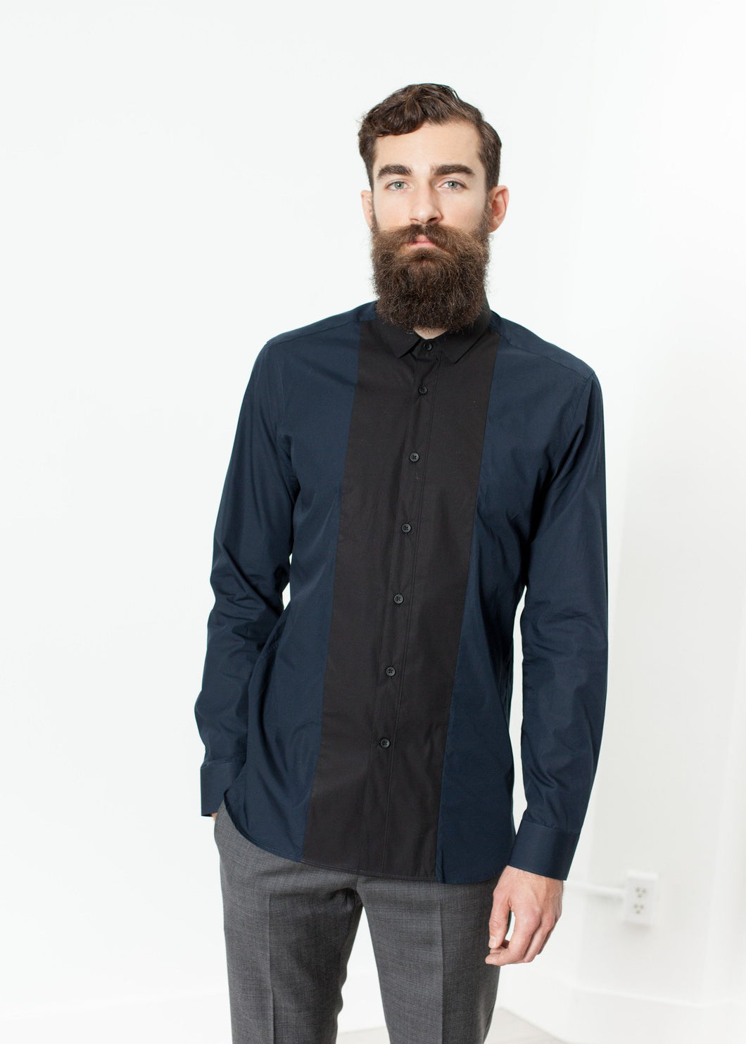 Camicia Classic Shirt in Navy - mageplaza100.myshopify.com - Mauro Grifoni - [variant_title]