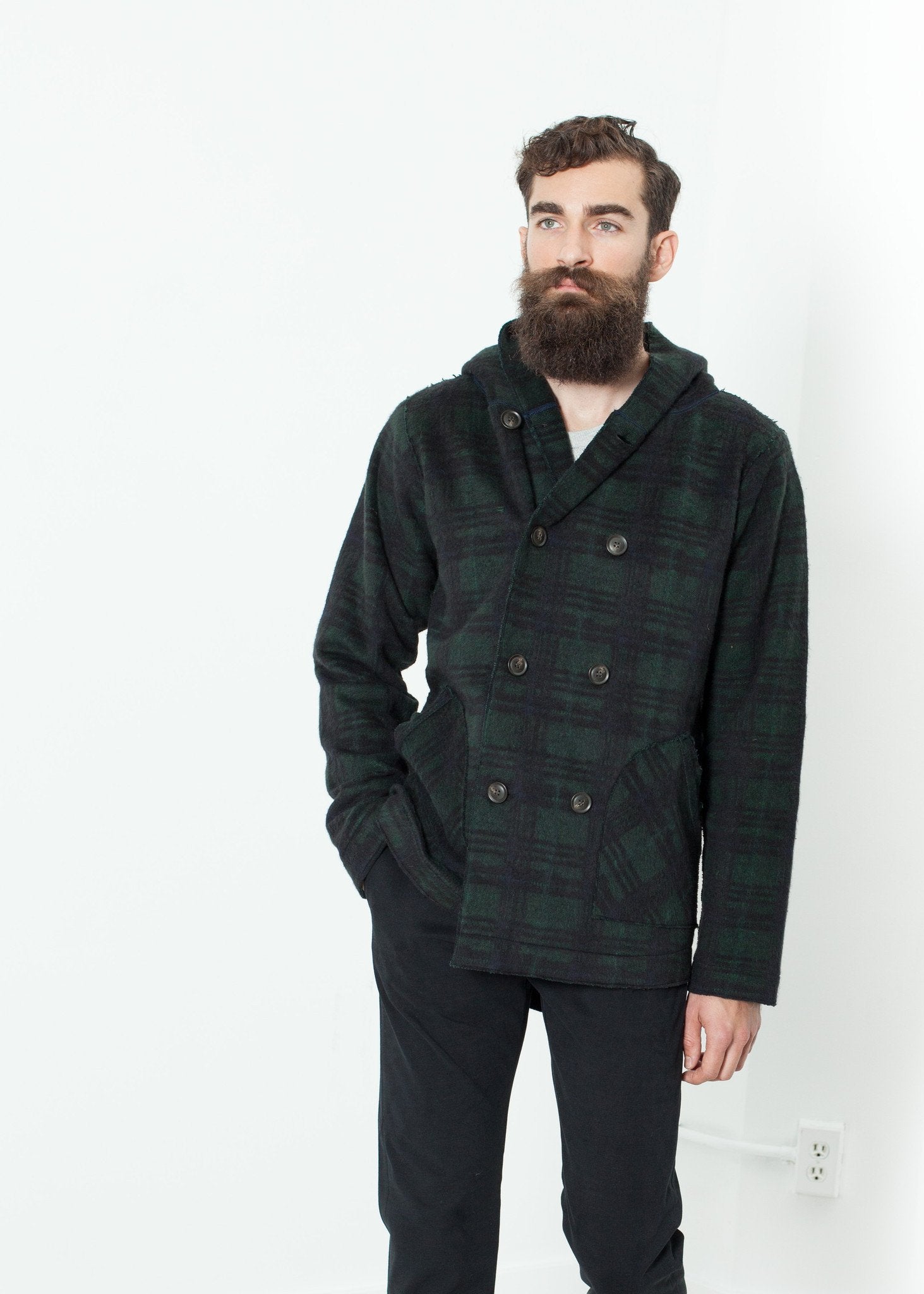 Double Breasted Hoodie in Forest Plaid - mageplaza100.myshopify.com - V:Room - [variant_title]