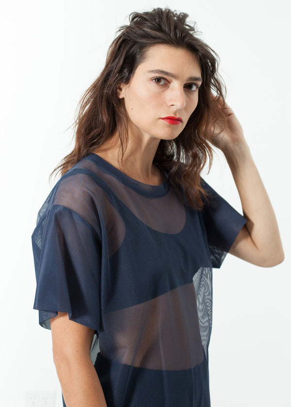 Mesh Over Dress in Navy - mageplaza100.myshopify.com - Maria Calderara - [variant_title]