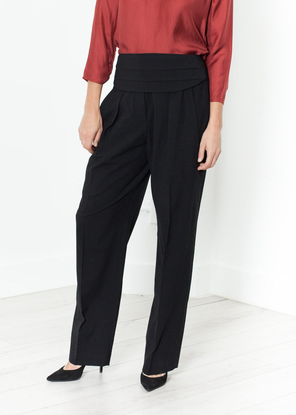 Pleated Waistband Trouser in Black - mageplaza100.myshopify.com - Ter et Bantine - [variant_title]
