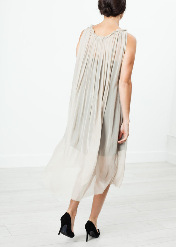 Chiffon Cape Back Dress in Sand - mageplaza100.myshopify.com - Louiza Babouryan - [variant_title]