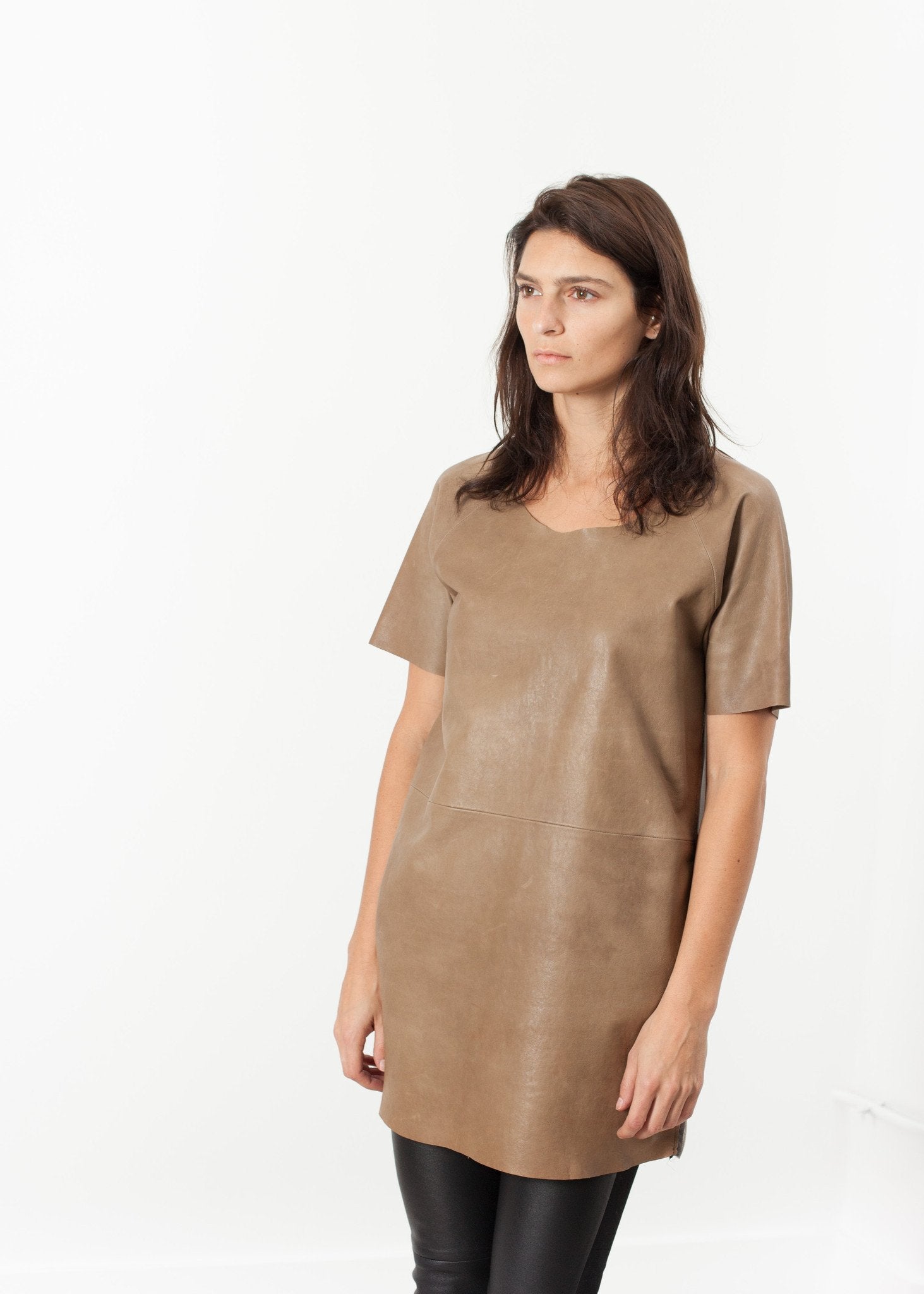 Leather Front Tunic - mageplaza100.myshopify.com - Hache - [variant_title]
