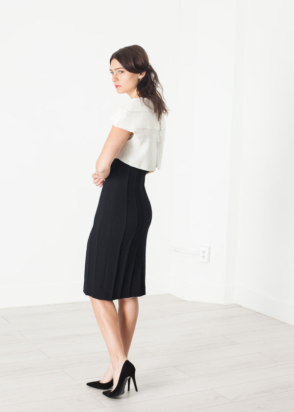 Layered Contrast Dress in Cream/Black - mageplaza100.myshopify.com - Amelia Toro - [variant_title]
