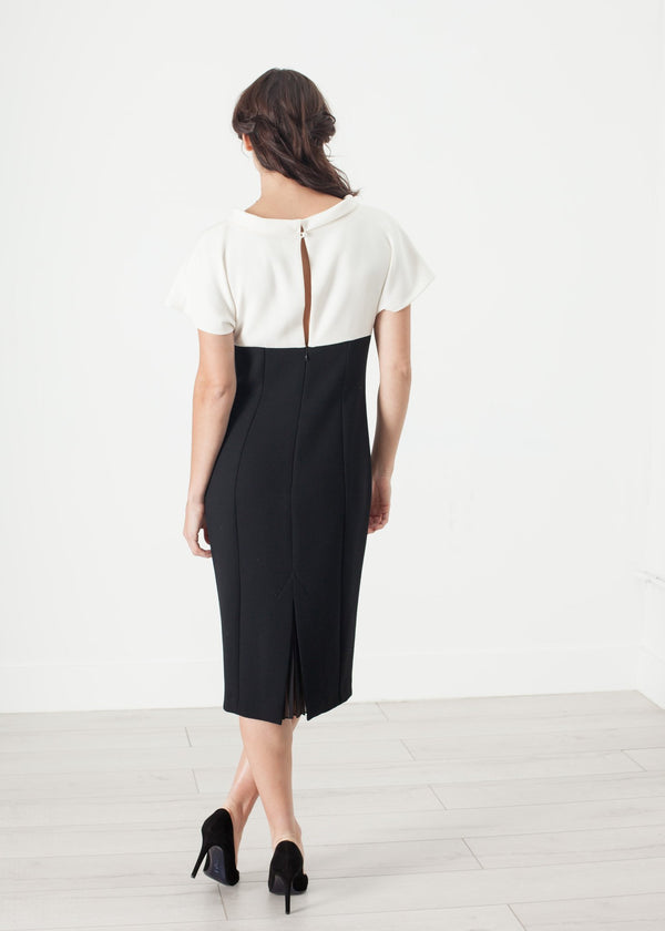 Pearl Fastened Dress in Cream/Black - mageplaza100.myshopify.com - Amelia Toro - [variant_title]