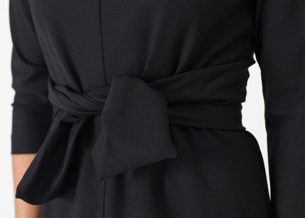 Tie Waist Dress in Black - mageplaza100.myshopify.com - Aspesi - [variant_title]