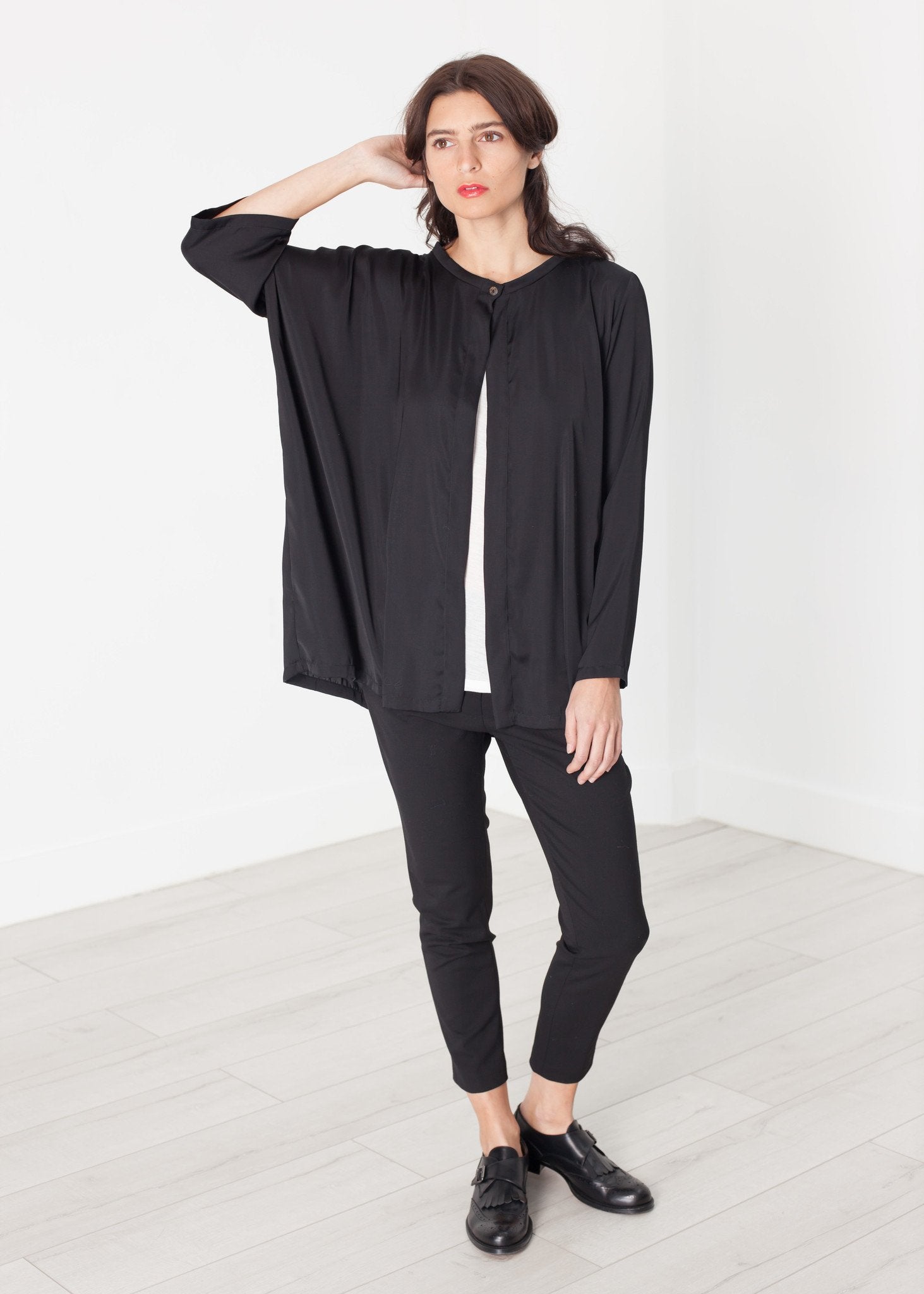 Unbalanced Cardigan in Black - mageplaza100.myshopify.com - Maria Calderara - [variant_title]