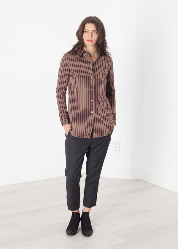 Sheen Button-Up in Red/Tan - mageplaza100.myshopify.com - Hache - [variant_title]