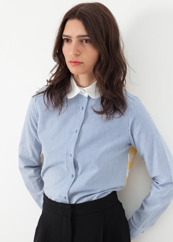 Longsleeve Blouse in Blue Stripe - mageplaza100.myshopify.com - Harvey Faircloth - [variant_title]