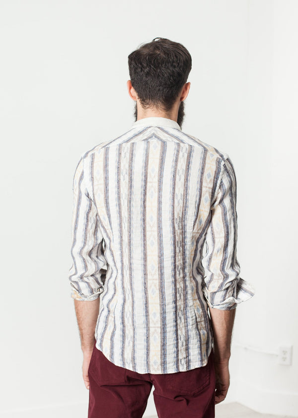 Linen Western Shirt in Beige/Blue - mageplaza100.myshopify.com - DNL - [variant_title]