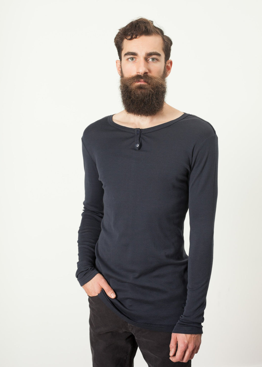Cotton Henley in Blue Grey - mageplaza100.myshopify.com - Kristensen du Nord - [variant_title]