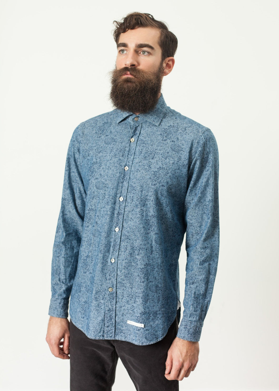 Floral Button-Up in Blue - mageplaza100.myshopify.com - Drumohr - [variant_title]