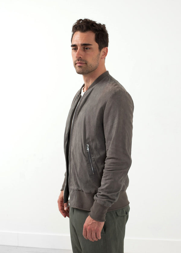 Leather Bomber Jacket in Dust - mageplaza100.myshopify.com - Giorgio Brato - [variant_title]