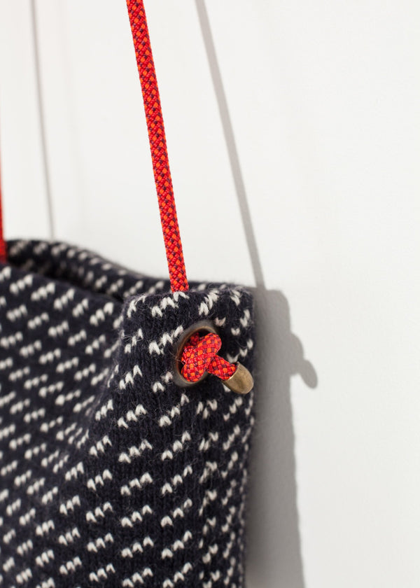 Wool Shoulder Pouch in Black/White - mageplaza100.myshopify.com - Harvey Faircloth - [variant_title]